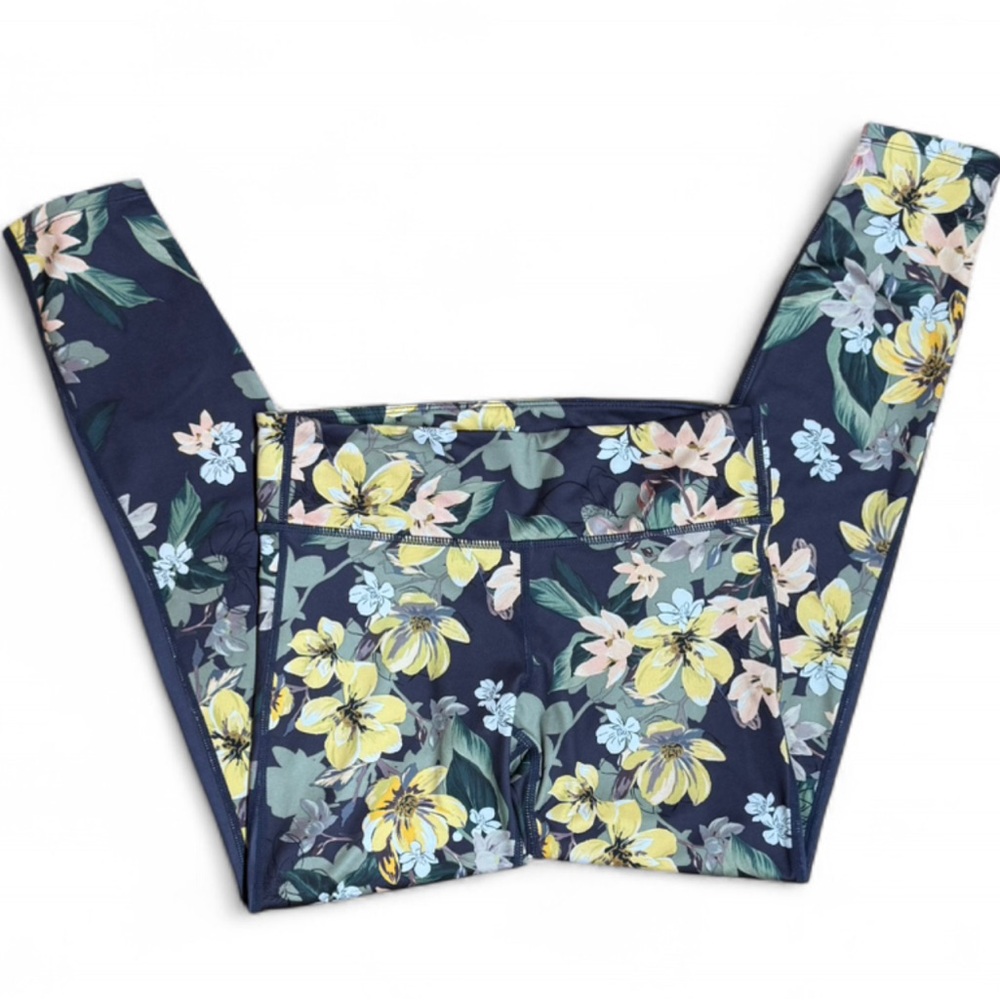 JoyLab High-Rise 7/8 Leggings Floral with Sheer Mesh Side Panels - Small - Picture 3 of 6